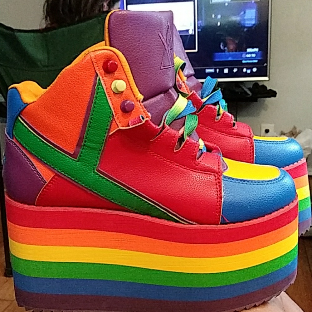 QOZMO HI PRIDE RAINBOW PLATFORM SNEAKERS